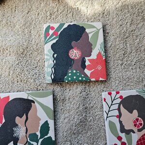 The three ladies vintage tile coasters set
